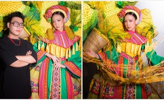 Hoa hậu Bảo Ngọc “vác cả cánh đồng” nặng 30kg trên vai cực ấn tượng khi làm vedette 
