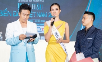 Hoa hậu Siêu quốc gia 2013 rạng rỡ tại Họp báo Hoa hậu biển đảo Việt Nam 2022 