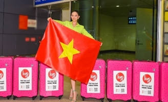 Lâm Thu Hồng mang gần 200 kg hành lý lên đường sang Albani thi The Miss Globe 2022