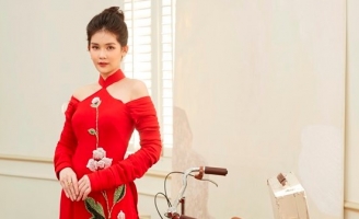Lê Âu Ngân Anh hóa nàng thơ trong loạt áo dài độc đáo của Minh Châu