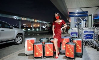 Mang hơn 200 kg hành lý, Vũ Huyền Diệu rạng rỡ lên đường thi Miss Eco Teen International tại Ai Cập