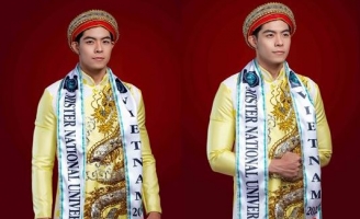 NTK Nam Phong may áo dài Vương Triều cho Phi Việt đi thi Nam vương Hoàn Vũ 2022
