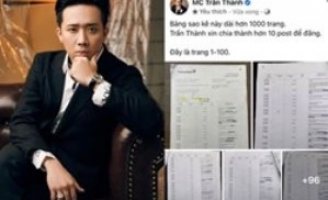 Trấn Thành chính thức tung 100 trang sao kê giữa ồn ào bị tố không minh bạch từ thiện